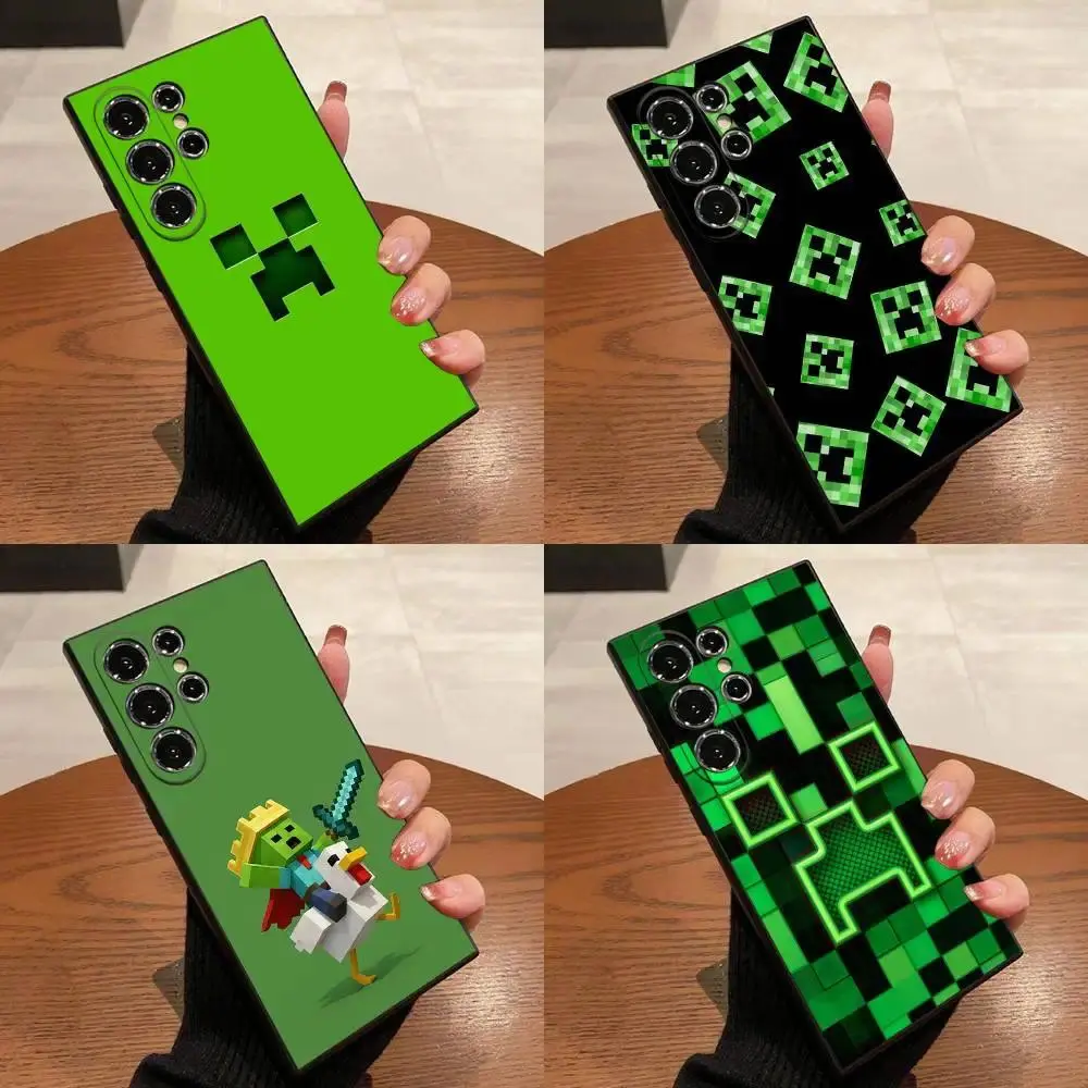 Green Pixel Monster C-Creeper Protection Phone Case for Samsung S21-S26, Ultra, Plus, FE, 5G & iPhone 11-17, 17 Air, Plus, Pro, ProMax - Black Smartphone, Handheld, Cellphone Devices Cover