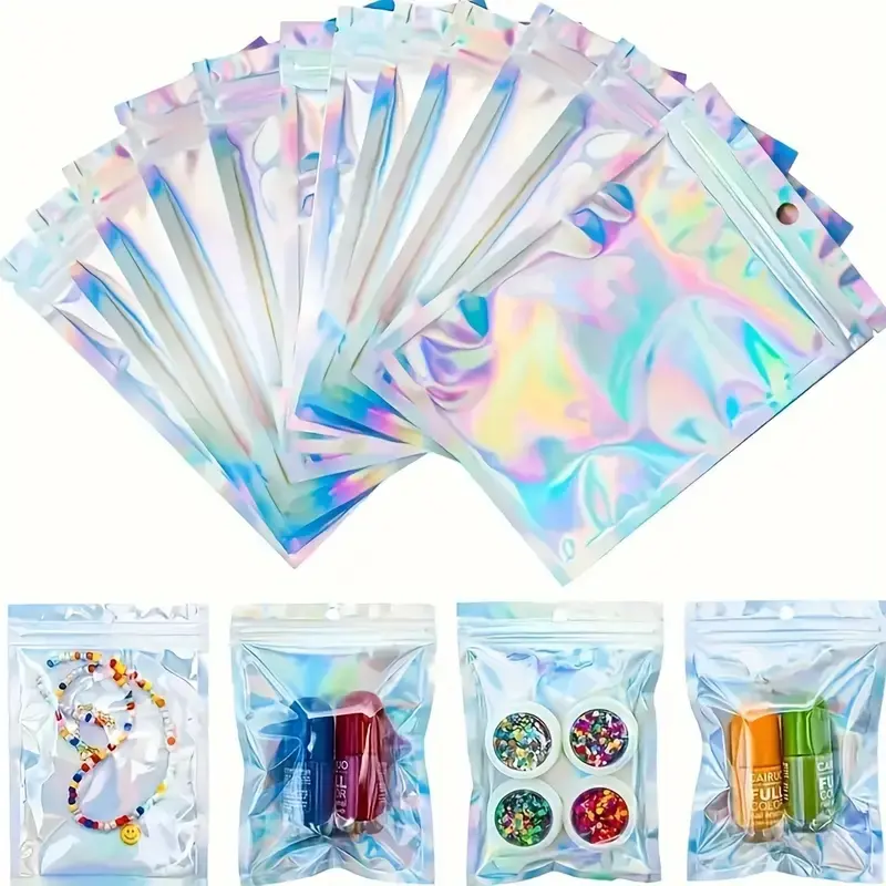 Holographic Laser Self-sealing Bag, Reusable Waterproof PP Material Gift Wrapping Bag, Gift Packaging Supplies for Phone Cases, Candy, and Small Gifts, Gift Bags, Resealable Packaging