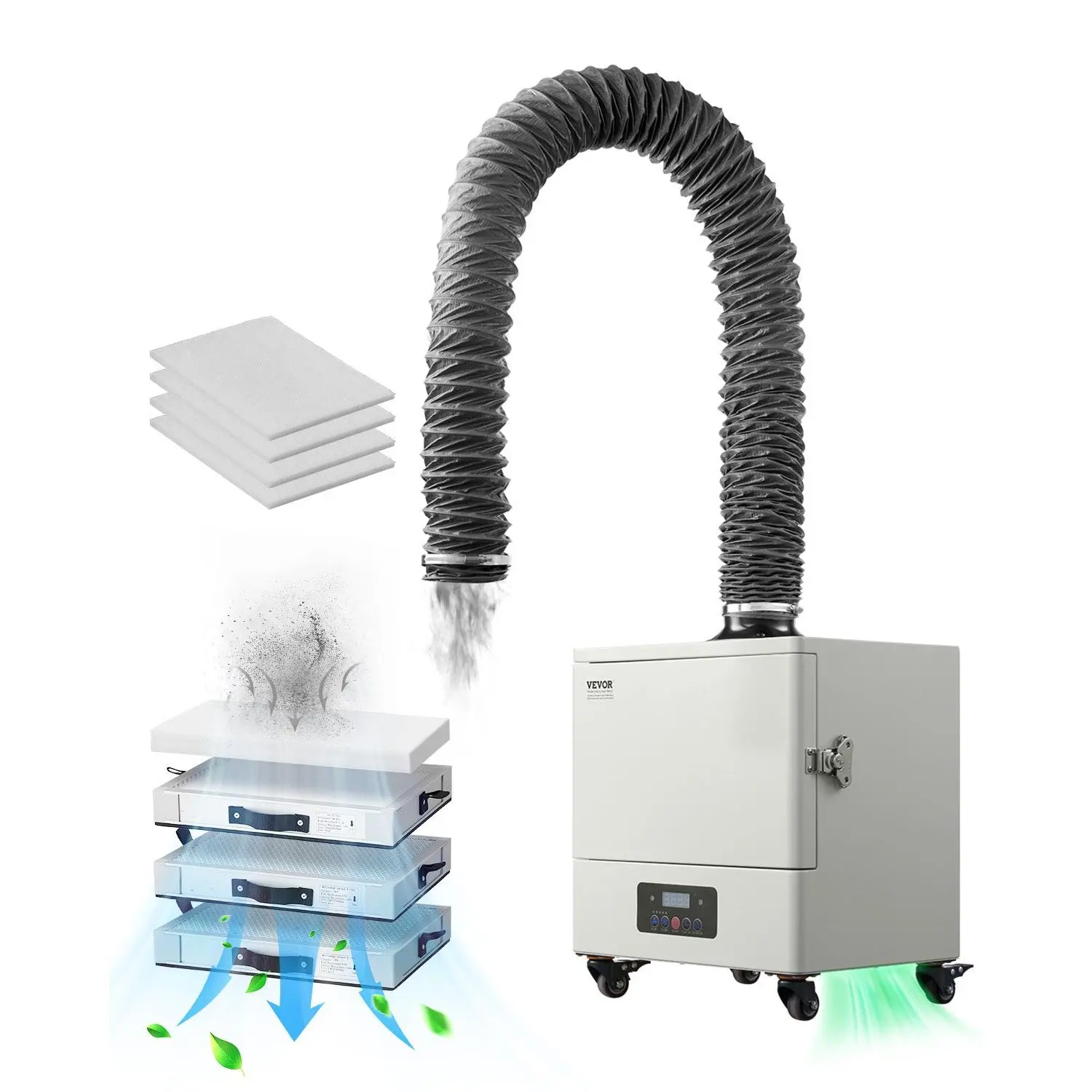 dx2000ii Solder Fume Extractor - 280W Brushless Motor, 459 m/h Airflow, 4-Stage Filtration System, 10-Level Speed Adjustment, Easy to Move, Efficient Smoke Absorption