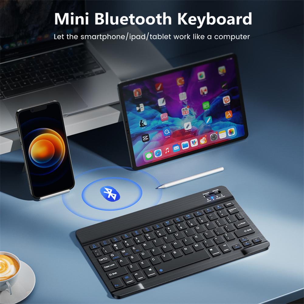 ENTRA Bluetooth Wireless Keyboard Mouse for iOS Android Windows Tablet iPad Air Mini Pro Silent Design 99% Noise Reduction Stable Connection 10m Range Portable Lightweight Device with Multiple Key Functions and Fast Bluetooth Connection - Phone swivel