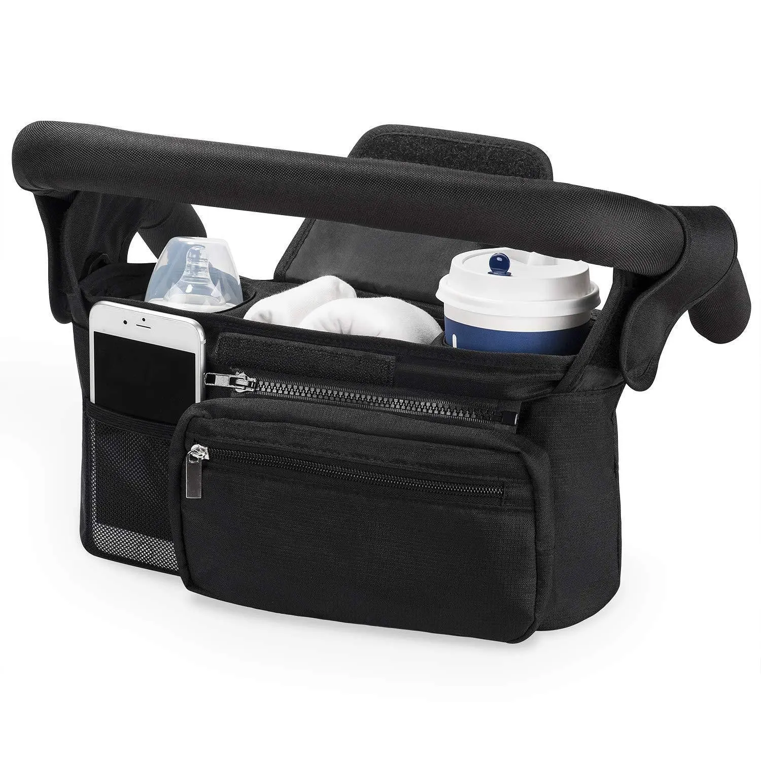 Hanging Stroller Organizer, Solid Color Portable Pouch for Diapers and Bottles, High-Capacity for Outdoors Use, 0 - 3 Years, Pockets, Bottle Slot