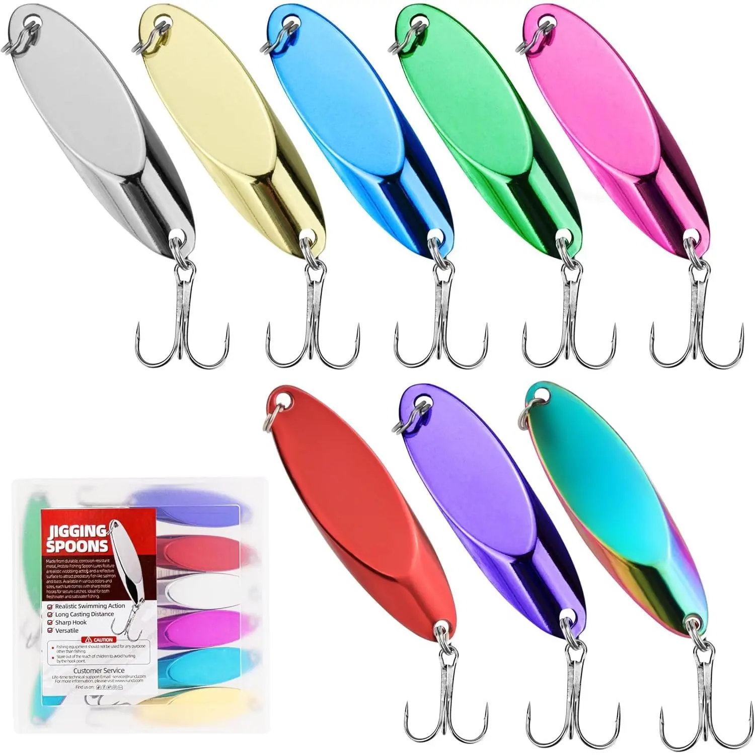 Slant Cut Spoon 8 count – Metal Fishing Baits with High-Reflective  for Bass, Trout, Pike, Walleye –  Treble Hooks for Freshwater & Saltwater, Long Casting, Lake & River Fishing