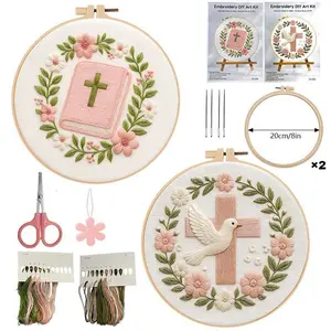 Christmas Embroidery Kit with Sacred Motif, Elegant DIY Needlework Materials Set, English Stitch Guide for Holiday Home Decoration Gift (diy kits for Sports & Outdoor, Fan Shop, Gaming Enthusiasts)