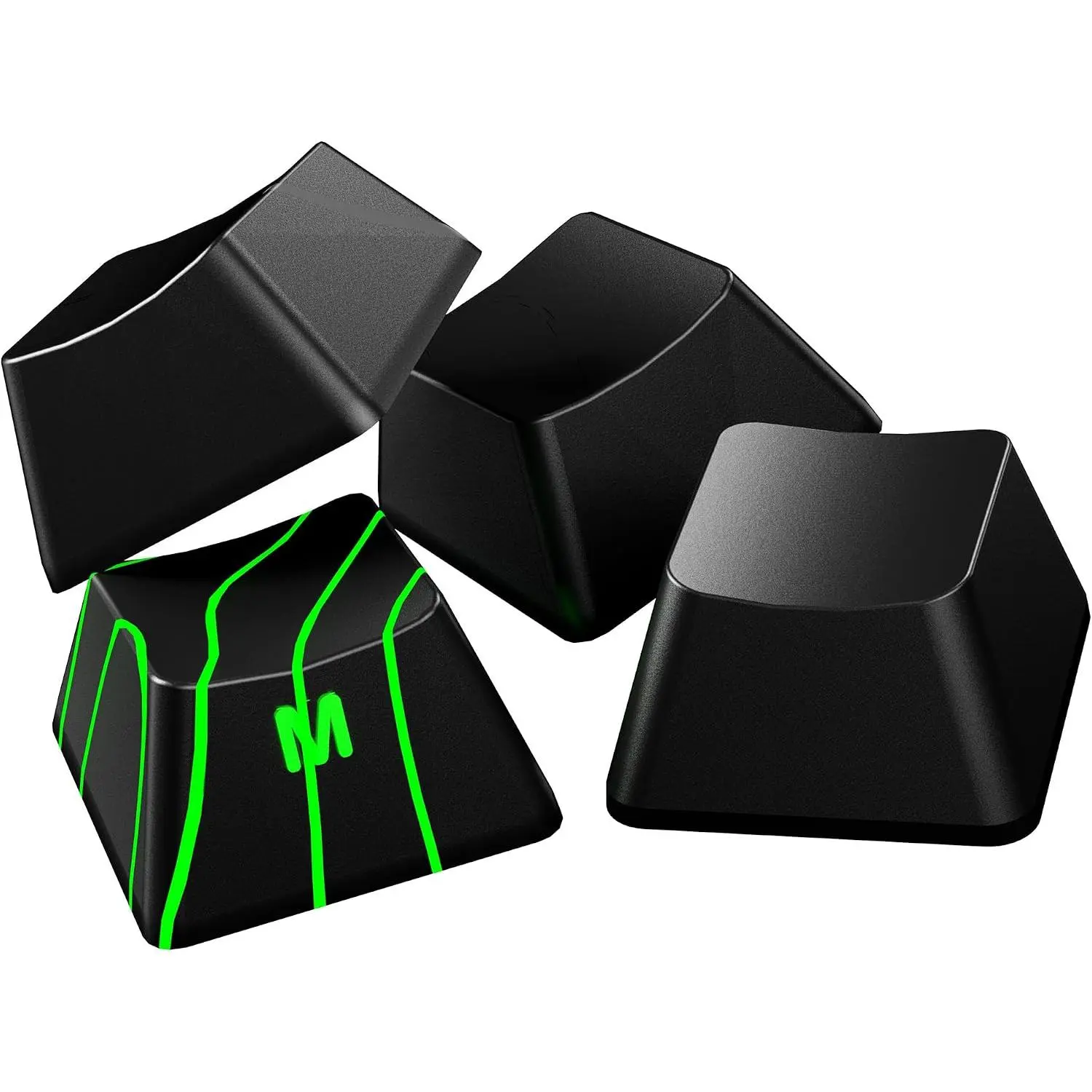 x XVX Stealth Keycaps - Shine Through Topographic Keycaps,  IMD Tech, Phantom Design, for Mechanical Keyboards, 118 Key Set, OEM Profile, Lines and Character Backlit, Side Printed-Black