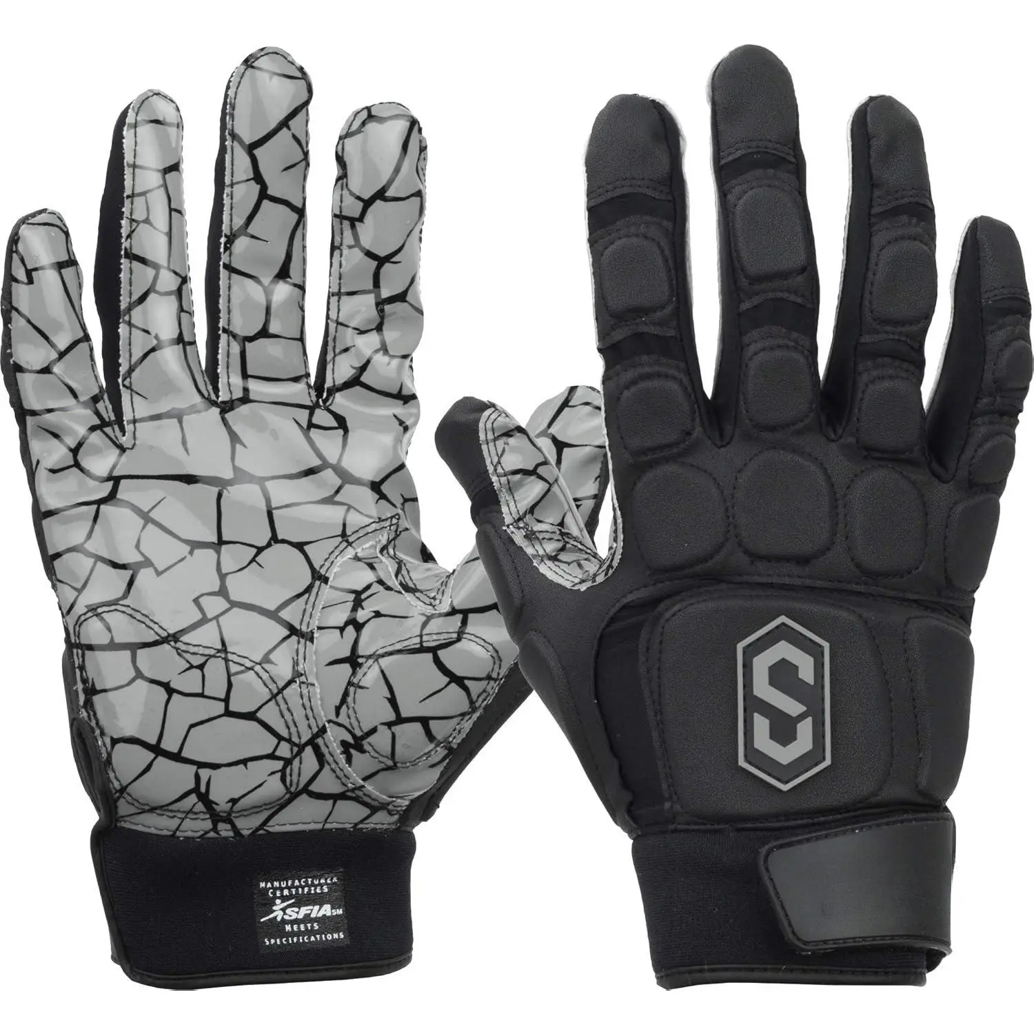 Max Clash Lineman Adult/Youth Padded Football Gloves, Lineman Football Gloves, Men's and Boys Offensive/Defensive Line