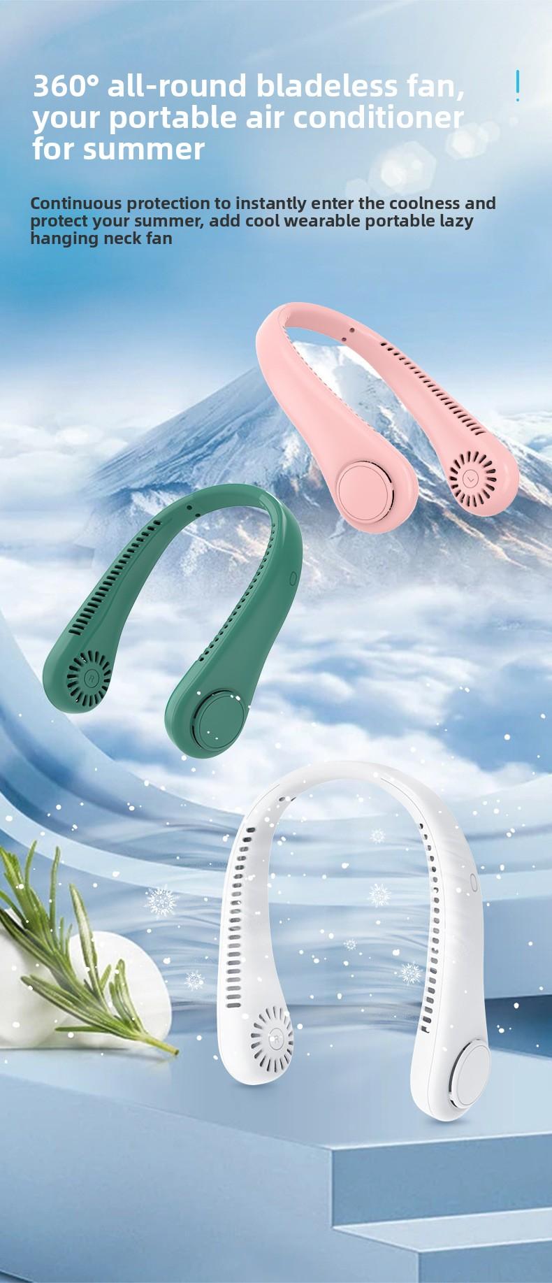 Three-speed adjustable neck fan, outdoor high-endurance portable universal USB hands-free neck fan