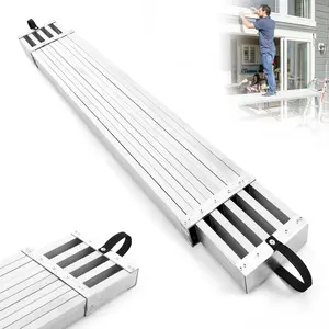 GARVEE 9-15ft Telescoping Aluminum Work Plank with Adjustable Height, 440LBS Capacity, Skid-Proof Platform, and Extension Scaffold Ladder Accessory for Safe and Versatile Work Access
