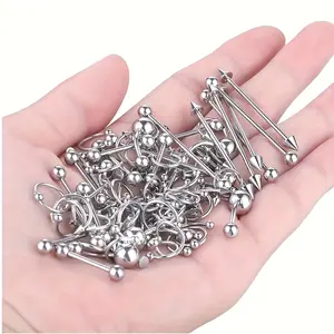 55-100pcs Piercing Kit Jewelry 14G 16G 20G Nose Rings Lip Studs Tongue Rings Stainless Steel Cartilage Earrings Tragus Eyebrow Industrial Barbell Belly Rings Body Piercing Kit Jewelry