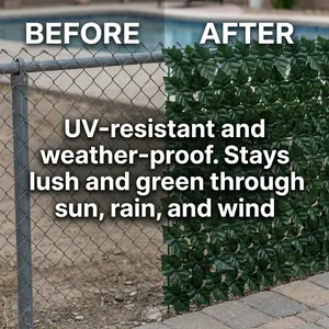 Artificial Leaf Privacy Fence Screen, Decorative Greenery Hedge for Balcony Patio Garden, UV Protected Sun Outdoor Privacy Screen