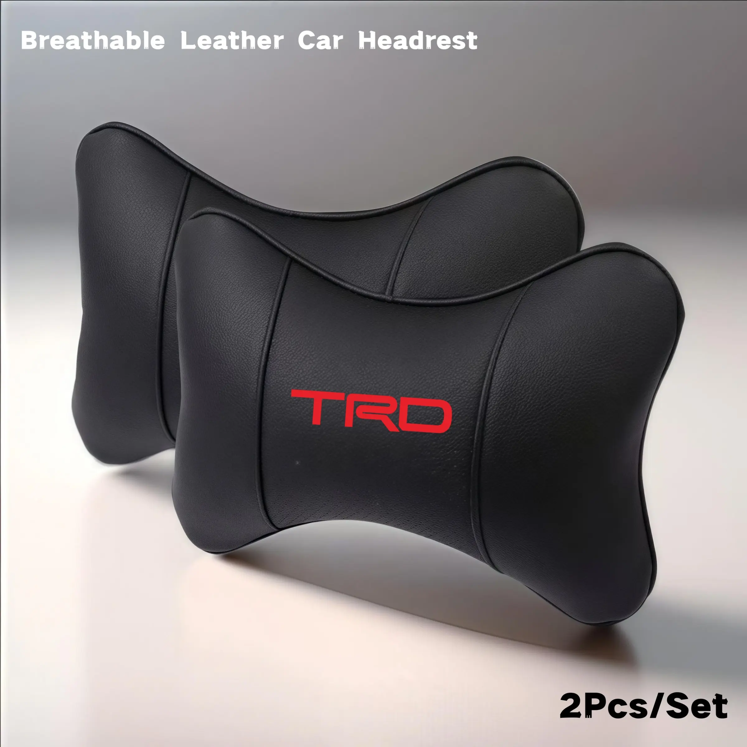 2pcs Car Seat Full PU Leather Headrest Set, All-Season Neck Support Pillow, Suitable for Toyota Trd Models, Automotive Interior Accessories
