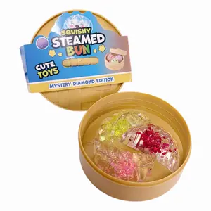 Dim Sum Dumpling Squishy Toy for Creative Decompression, Soft Squeeze Dough, 1.97 Inch Squishy, Toy with Steamer Box Suitable for Kids and Adult