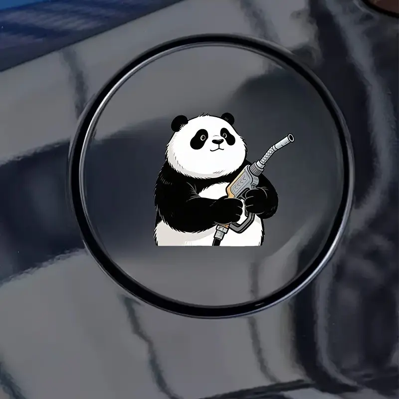 Cute Panda Theme Waterproof Sticker, Protects Vehicles From Scratches, Multi-Use Sticker for Car Oil Cap, Motorcycle, Laptop, Luggage