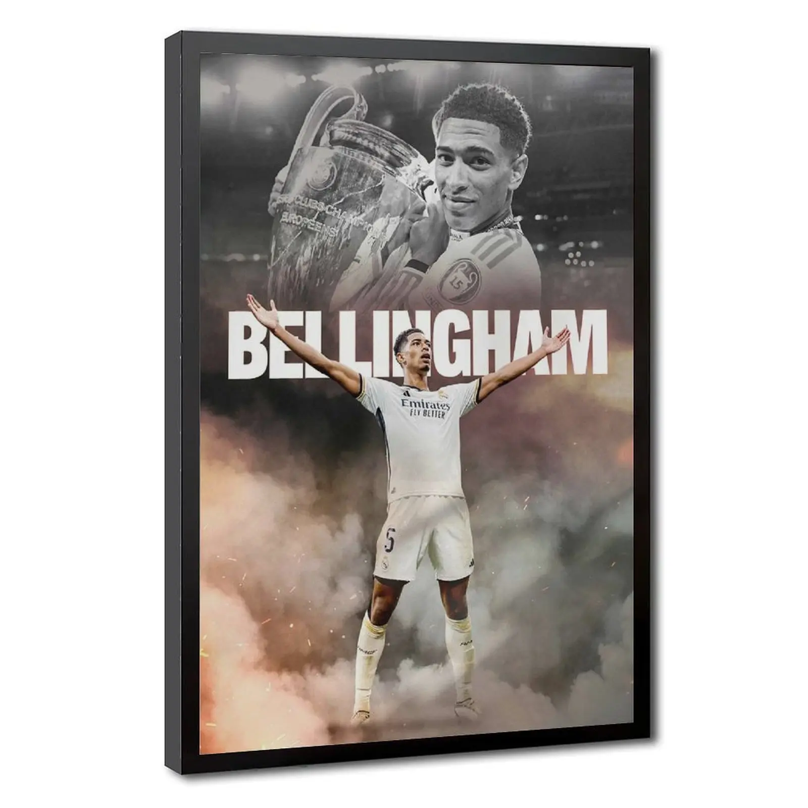 Jude Bellingham Football Player Artistic Photo Minimalist Football Canvas Wall Art, Framed Hanging Decor Set for Madrid Fans’ Room, Artwork