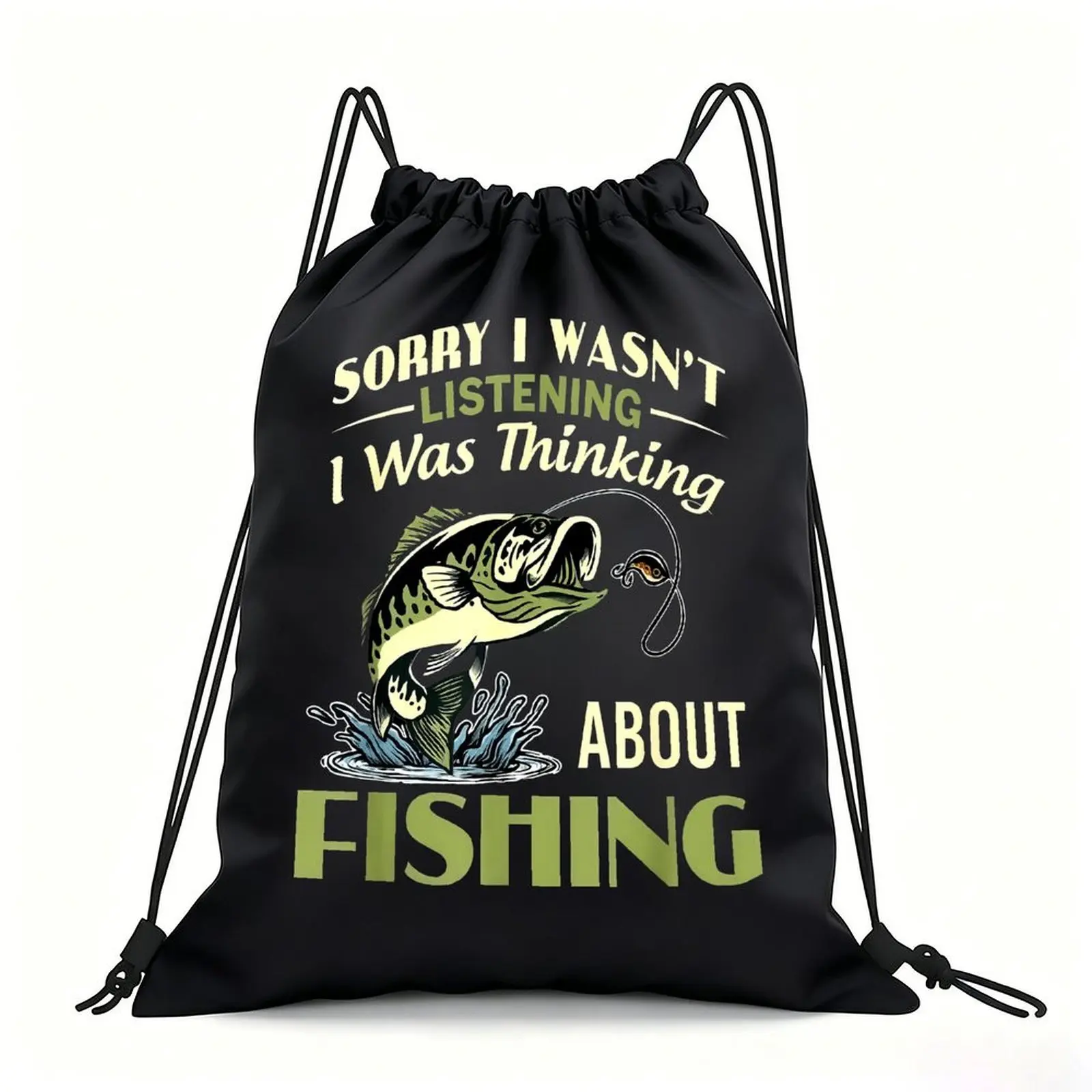 Portable Drawstring Sack Bag with Custom Graphic Print, Waterproof Polyester String Backpack for Gym Workout Swimming Hiking