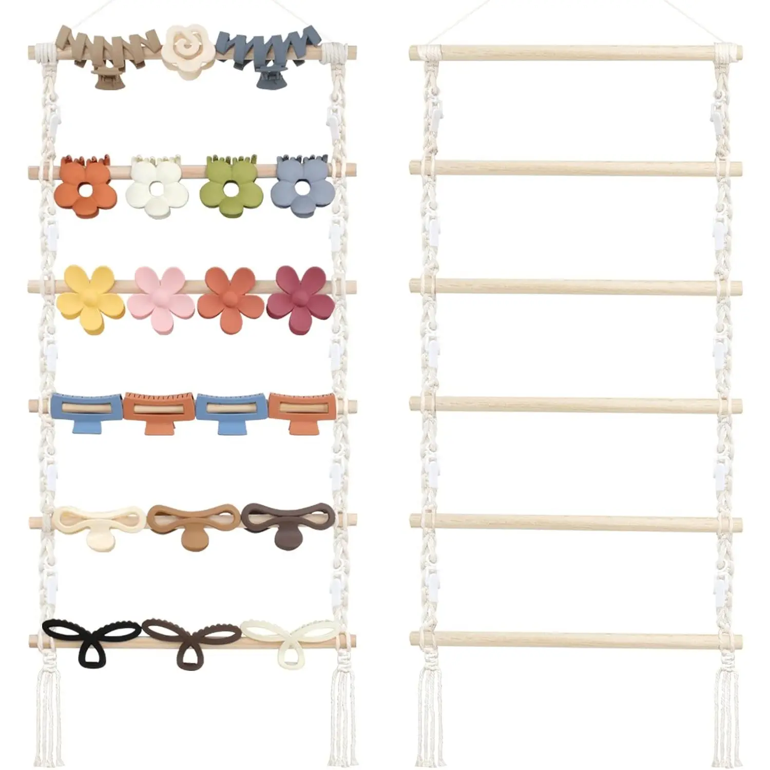 Macrame Hair Claw Clip Organizer,Hanging Hair Clip Holder and Storage for Women Girls,Claw Clip Hanger Home Decor for Wall,Door,Closet