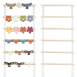 Macrame Hair Claw Clip Organizer,Hanging Hair Clip Holder and Storage for Women Girls,Claw Clip Hanger Home Decor for Wall,Door,Closet