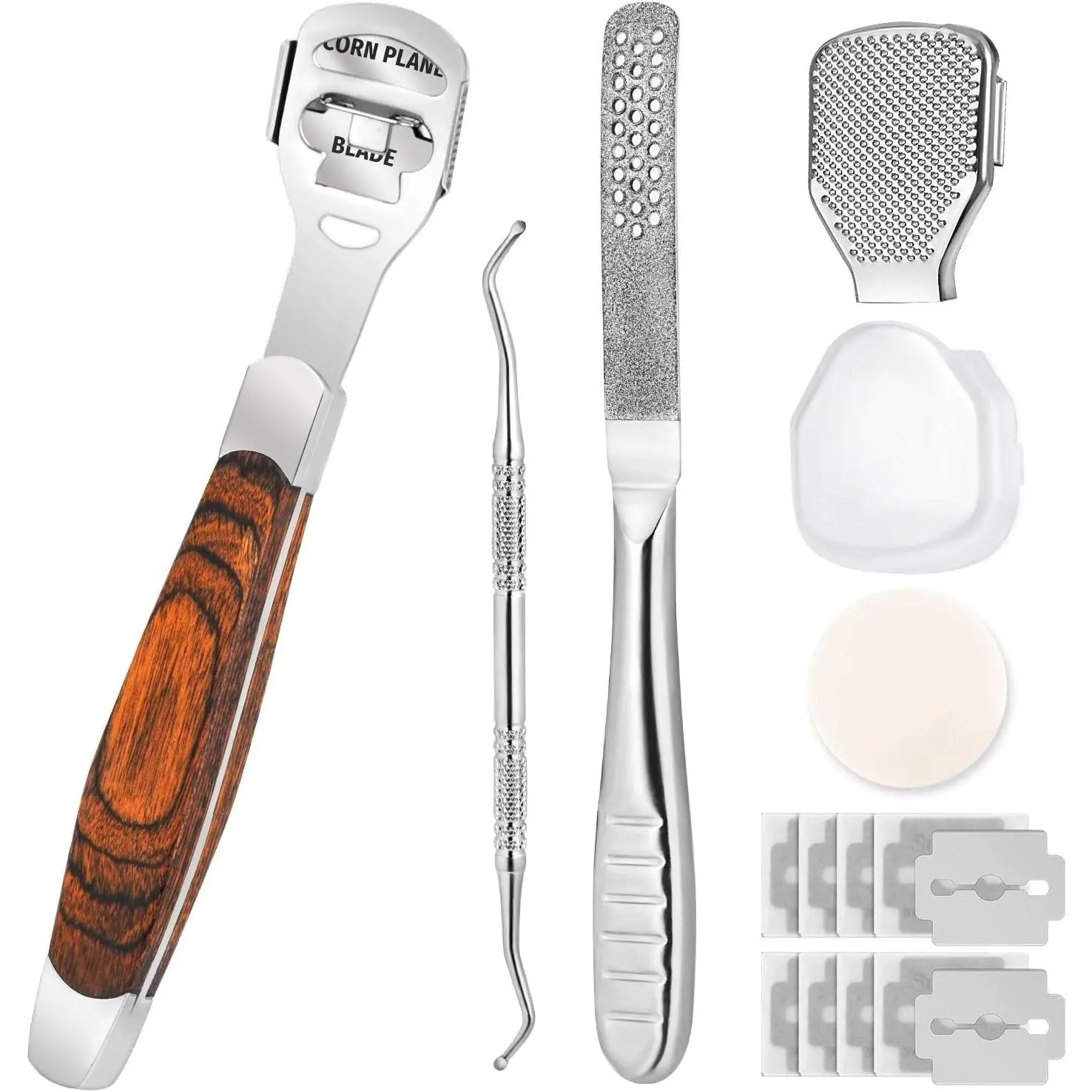Callus Shaver Foot Shaver Callus Remover for Feet Hand Care with Foot File 10pcs Blades Foot File Head and Dead Skin Storage Cover (15Pcs in Total)