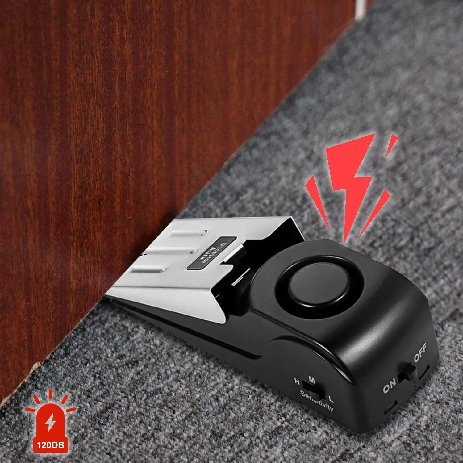 2pcs Stainless Steel Door Stopper Alarm,Home Security Anti-Theft Device with 120db Loud Alert Push Trigger,3 Sensitivity Modes,Pressure-Resistant,Tool-Free Easy Installation -Father's Day Gift#SummerWins