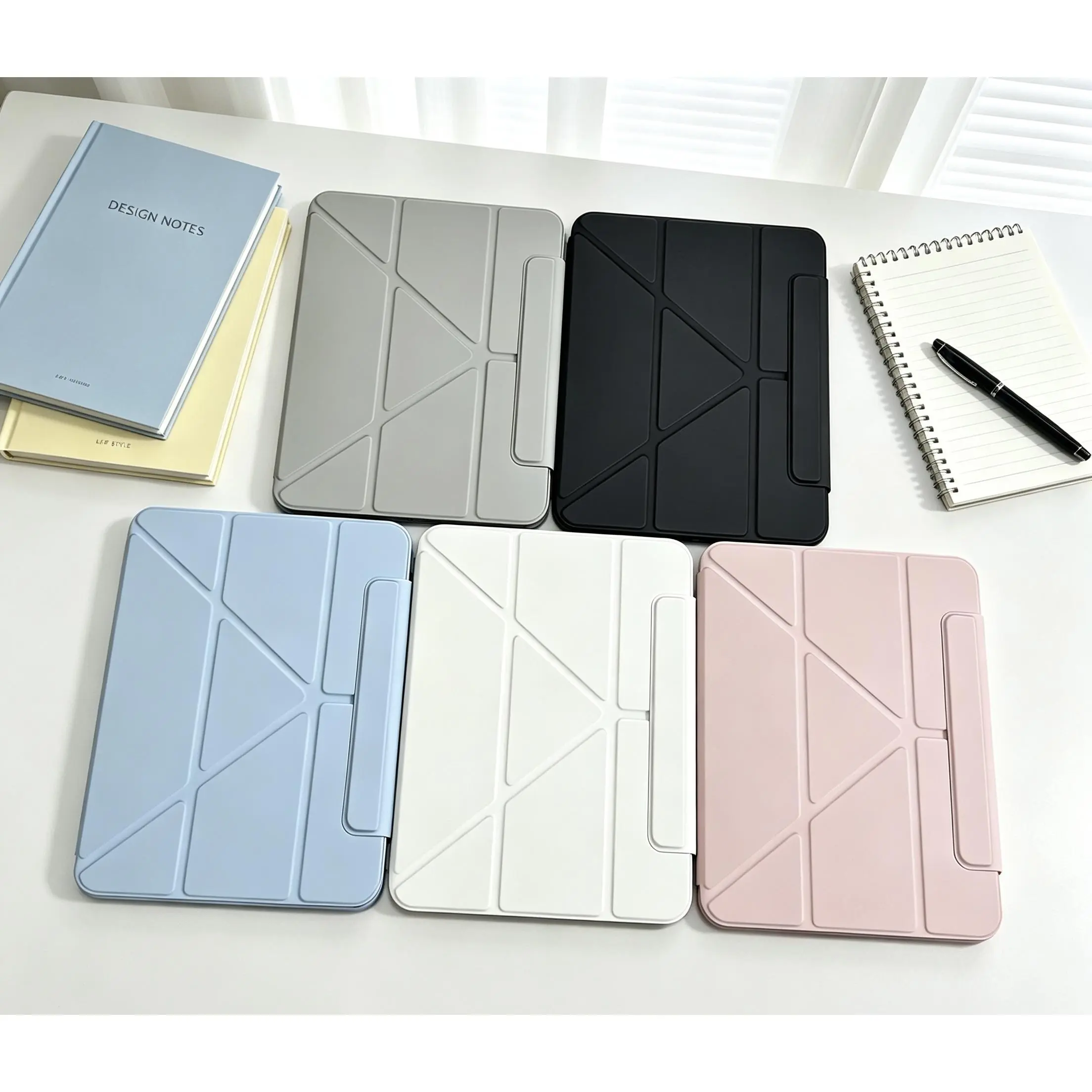 360° Rotatable Magnetic Detachable Folio Case with Pencil Holder for iPad 11th Gen (A16 2025) & iPad Air, Strong Built-in Magnet Ring, 1-Click Portrait/Landscape Switch, Removable Iron-Attractable Back Shell, Hands-Free Protective Cover