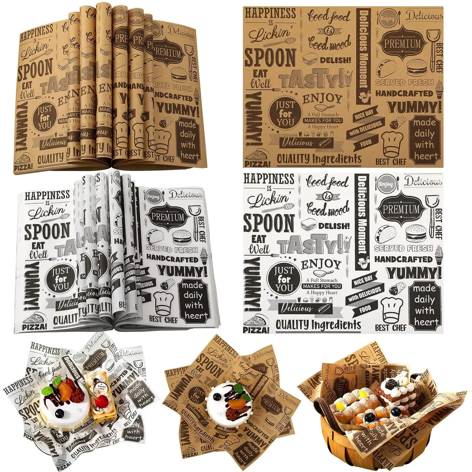 300 count Deli Wax Paper Sheets for   Resistant Tray Basket Liners White Newsprint Paper Square Hot  Wrappers Greaseproof Deli Wrapping Sheets for Outdoor Picnic, Churches,  Party