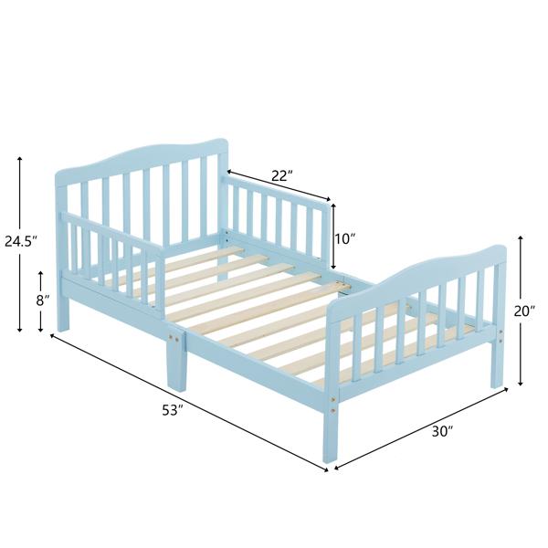 Toddler Bed with Safety Rails, Solid Wood Kids Bed Frame, Low Profile Montessori Floor Bed for Boys and Girls, 135*75*62.5cm