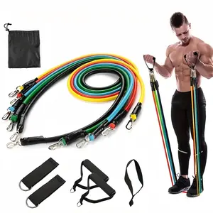 Resistance Band Set 11 Pieces, 5 Resistance Levels, Unisex, Home Fitness, Strength Training, Physical Rehabilitation, Ideal for Home Gym