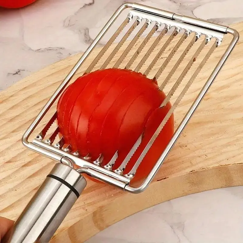 Stainless Steel Tomato Slicer, Manual Fruit Cutter, Egg Slicer, Kitchen Tool, Perfect for Salads, Sandwiches, Breakfast, Durable Design