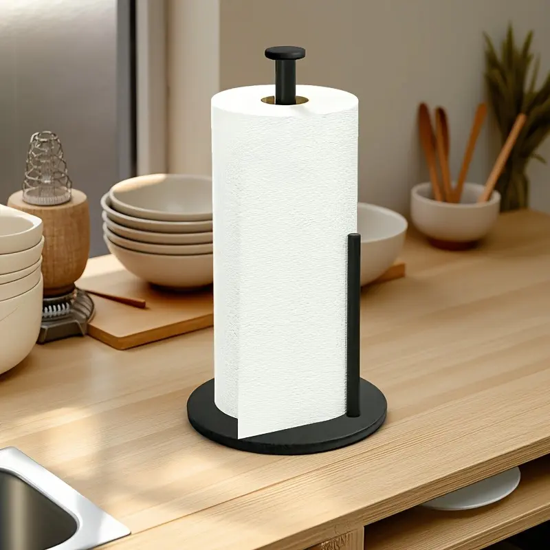 Tissue holder, silver kitchen tissue cartridge, high-quality stainless steel tissue holder for kitchen tissue winding, countertop tissue dispenser with heavy base