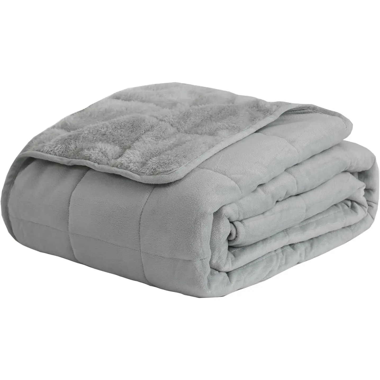 Weighted Blanket, Plush Fleece Blanket Ultra Soft -  Cozy Throw for Bed Couch Sofa, Warm Fuzzy Blanket for Adults (Light Grey, 48"x72" 15 lbs)