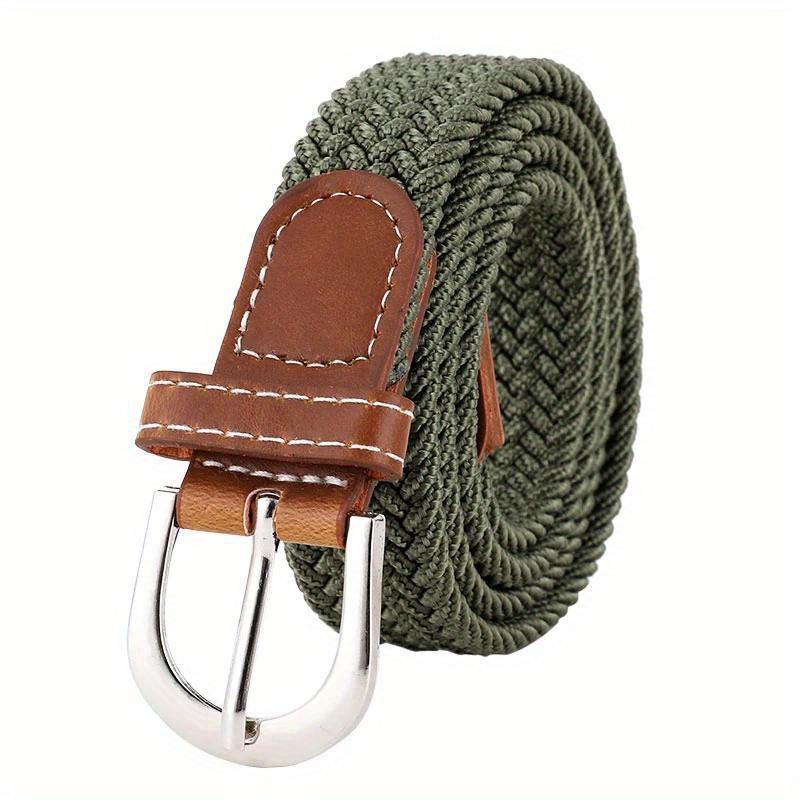 Chic Boho Braided Belt with Square Pin Buckle - Stretchy Linen, Hand-Washable, Perfect for Casual & Outdoor Wear