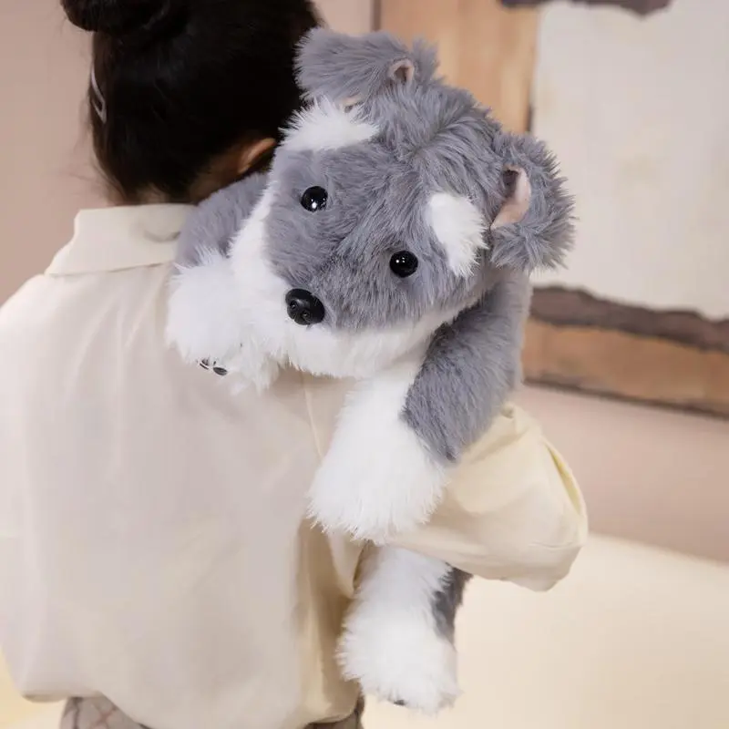 Realistic Look Schnauzer Soft Plush Doll - 100% New and High Quality Stuffed Cartoon Puppy Hug Pillow for Children - 30/45/60cm Best Birthday Christmas Gift (45cm Option)