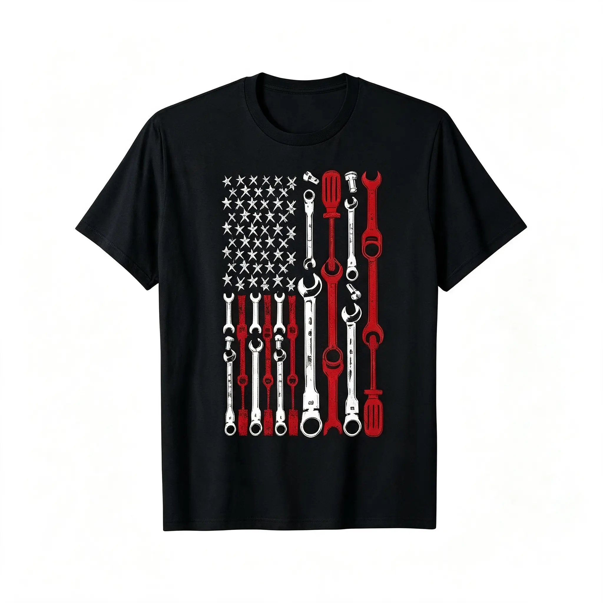 American Flag Tools Graphic T-Shirt, Cute Fashion Outfit for Him Her, Comfort Cotton Top, Perfect Valentine's Day Gift, Birthday Present For Friends Family, Oversized Style, Mechanic Tee, Best Gift For Men Women, Patriotic Apparel, Handyman Shirt, Garage