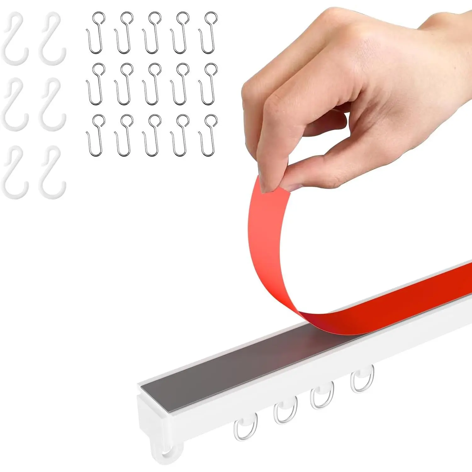 Paste Adhesive Ceiling Track Curtain, Drill-Free Installation, Suitable for Smooth Ceilings, Walls & Closet Door/Window Frames, Multi-Functional Home Organizer Track, 1.66M/5.45FT