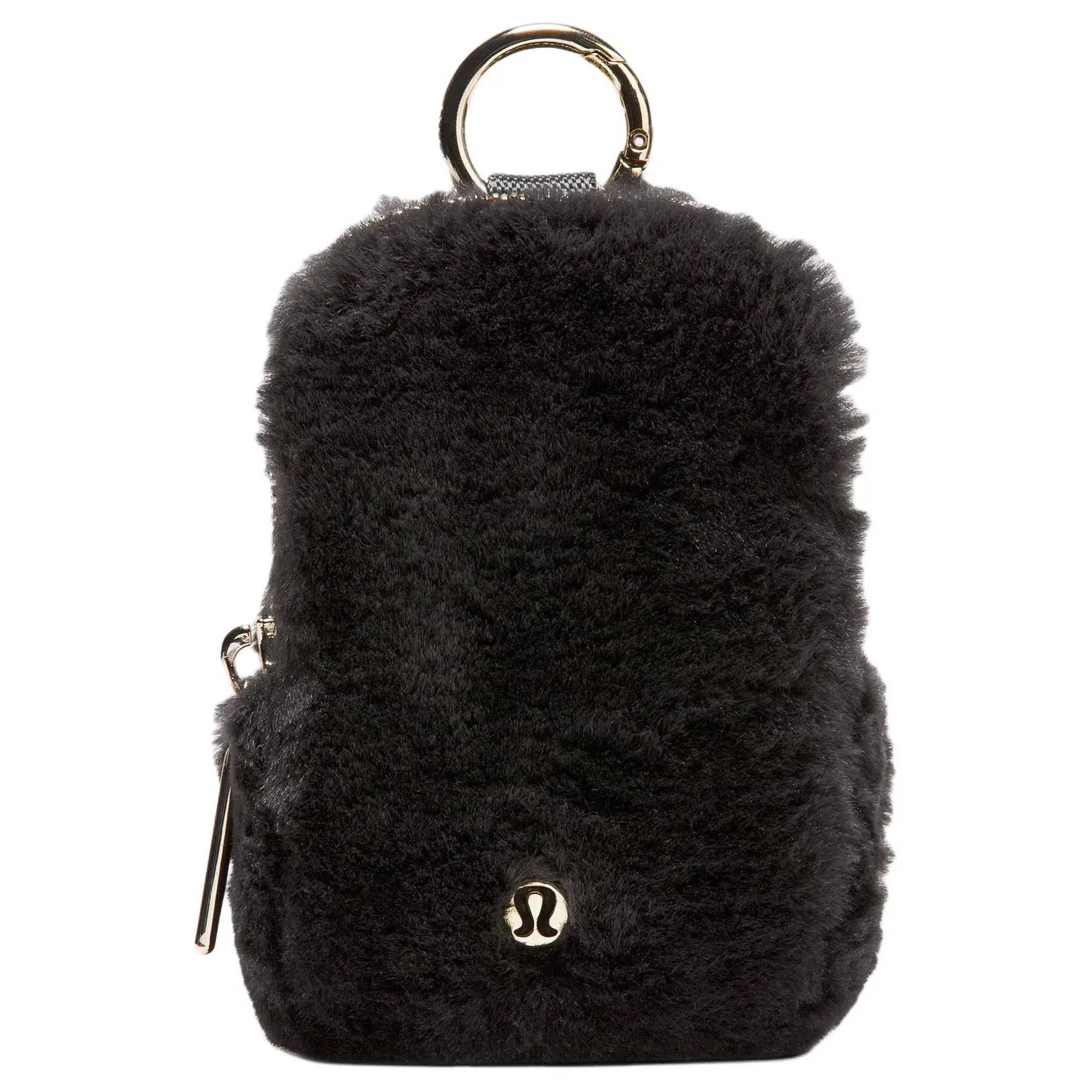 Lululemon Clippable Fleece Zippered Handbag for Men and Women – Minimalist Black with Gold Accents
