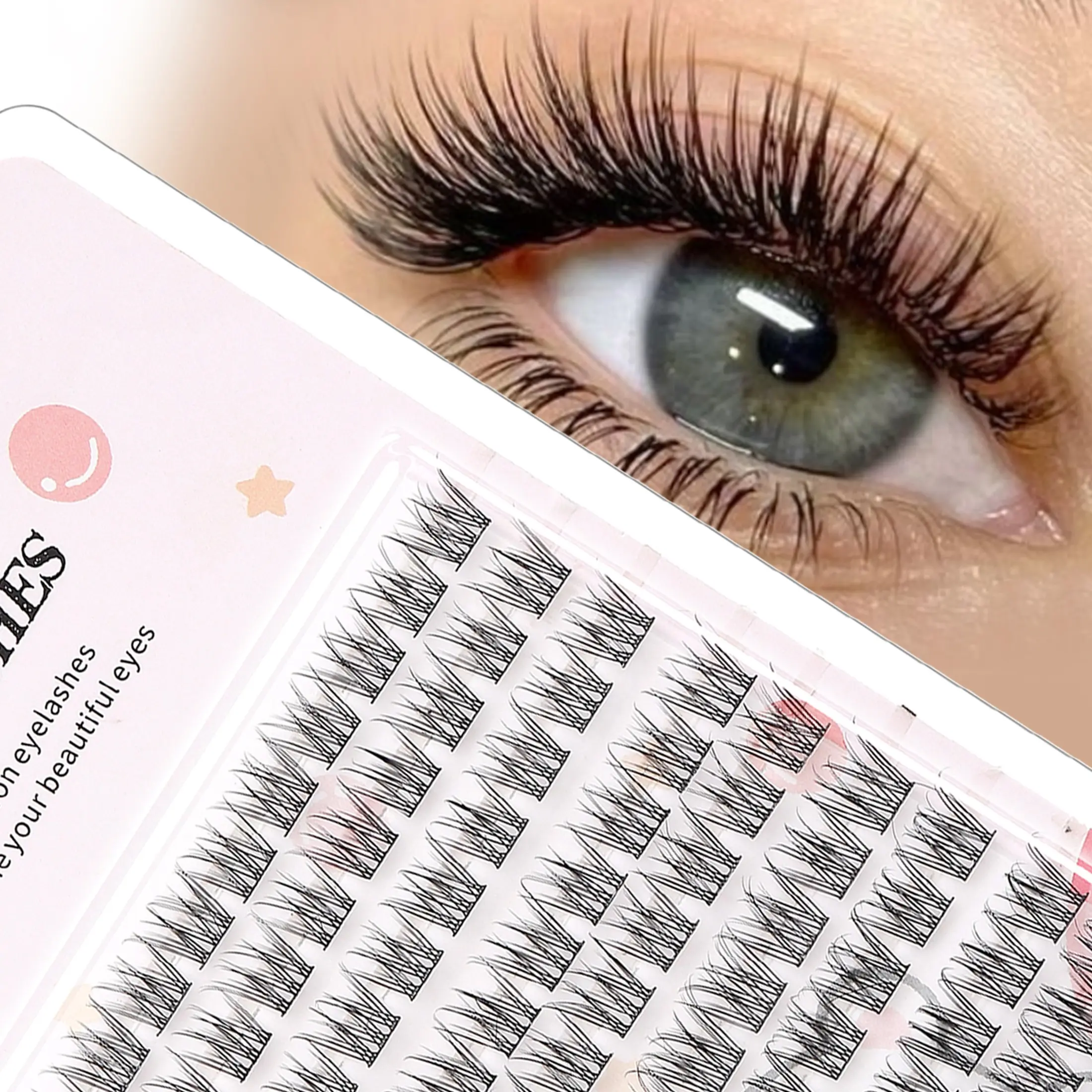 Japanese Natural Look False Lashes, 120 Clusters Segmented Lash Set, Soft Realistic Fiber, Enhances Eye Appeal, Ideal for Daily Wear