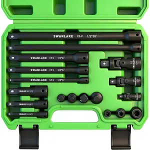 2026 18-piece Impact Socket Extension Set Tools, Swivel Universal Joint, Deep 1/4", 3/8", 1/2" Drive Socket Adapter, Extension Bar, 3 Ratchet Coupler, CR-V Steel Alloy Corrosion-Resistant Mechanic Tools