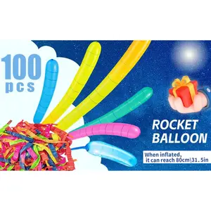 100-Pack Rocket Balloon Set, Balloon Party Supplies with Aerodynamic Tip, Easy-Filling Pump, Reusable No-Refill Design for Outdoor & Indoor Fun, Kids Stuff, Toys for Boys, Gifts for Kids, Mother's Day Gift Option,summervibes