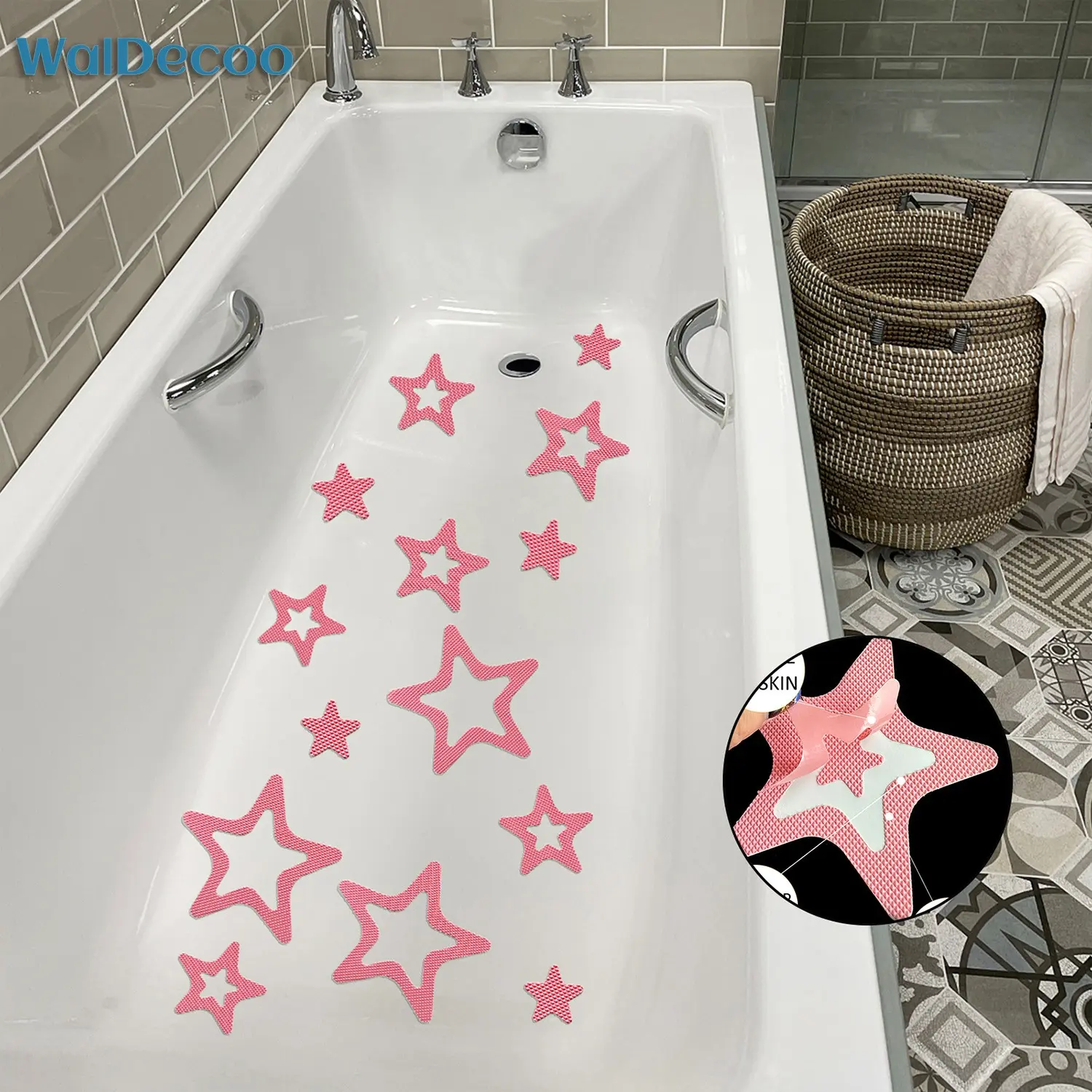 30 PCS Waterproof Star Shaped Bathtub Sticker - Non-Slip, Self-Adhesive, Removable, and Decorative - Perfect for Swimming Pools, Bathroom and Toilet Decor, Bathroom Decorations, Bathroom Decoration Accessories, Restroom Accessories