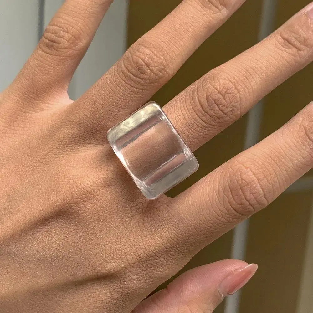 Temperament Colored Acrylic Ring New Fashion Women Men Resin Rings Geometric Square Ring Personality Simplicity jewelry 2025