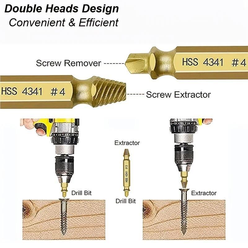 Damaged Screw Extractor Set HSS Drill Bits Stripped Broken Bolt Remover Kit for Wood Metal Repair Quick Removal Tool Set Precision Demolition Use