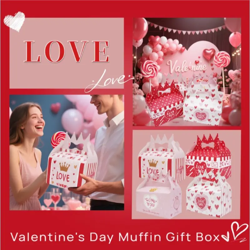 2027 New Valentine's Day Handheld Color Boxes, LOVE Balloon & Crown Design, XO Themed Party Decor Boxes, Creative Wedding Favor Candy Gift Packaging, Romantic Gift Box for Celebration