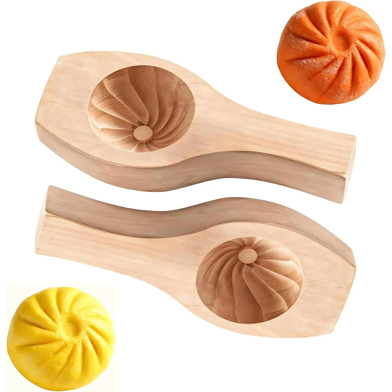 2Pcs Wooden Baozi & Dumpling Mold Holiday DIY Baozi Maker Multifunctional Mooncake Mold