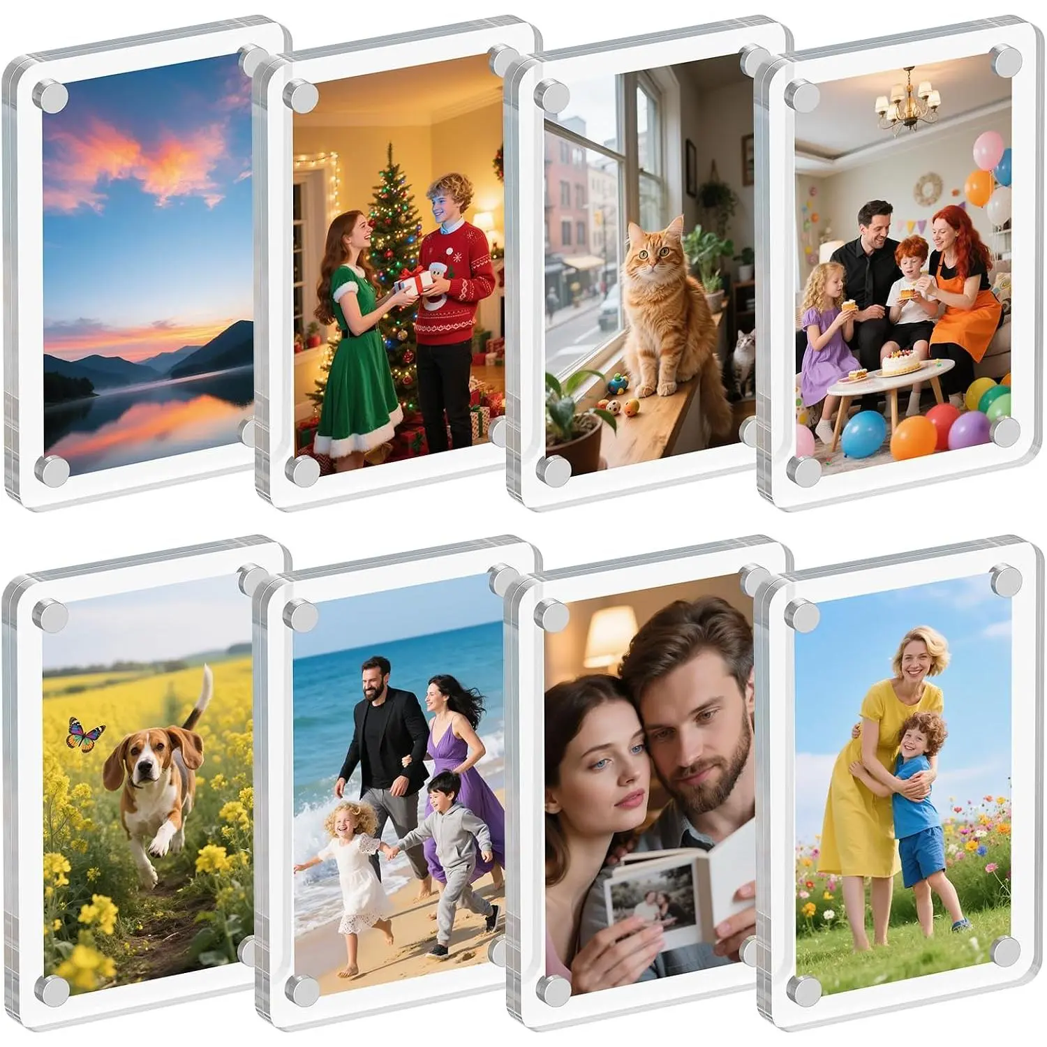 8 Pack Acrylic Picture Frame for Fridge, 2.36x3.54" Polaroid Frame