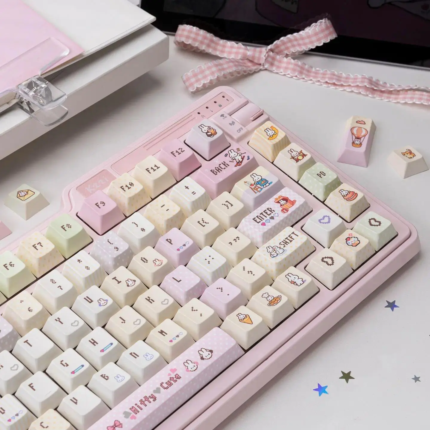 Cute Miffy Pixel Style Cute Keycaps Girly Heart Miffy Creativity Good Looks Customization Keycaps Lovely Kawaii Sweet Good Looks