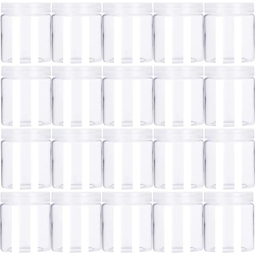 20 Pack 4oz/120ml Round Plastic Jars with  Empty Clear  Containers | Wide-Mouth Refillable Storage Containers for ,Lotion, Storage