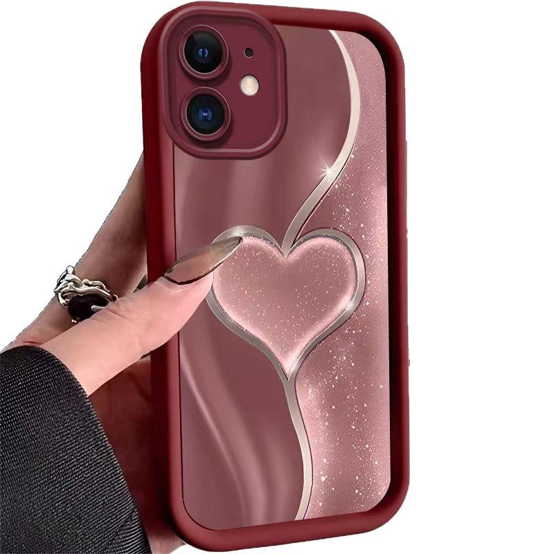 Aesthetic Luxury Love Heart iPhone Case for iPhone 17 Pro Max 16 Pro 15 14, Gilded Glitter Shockproof Protective Cover, Stylish Premium Phone Case Aesthetic Luxury Love Heart iPhone Case for iPhone 17 Pro Max 16 Pro 15 14, Gilded Glitter Shockproof Protective Cover, Stylish Premium Phone Case