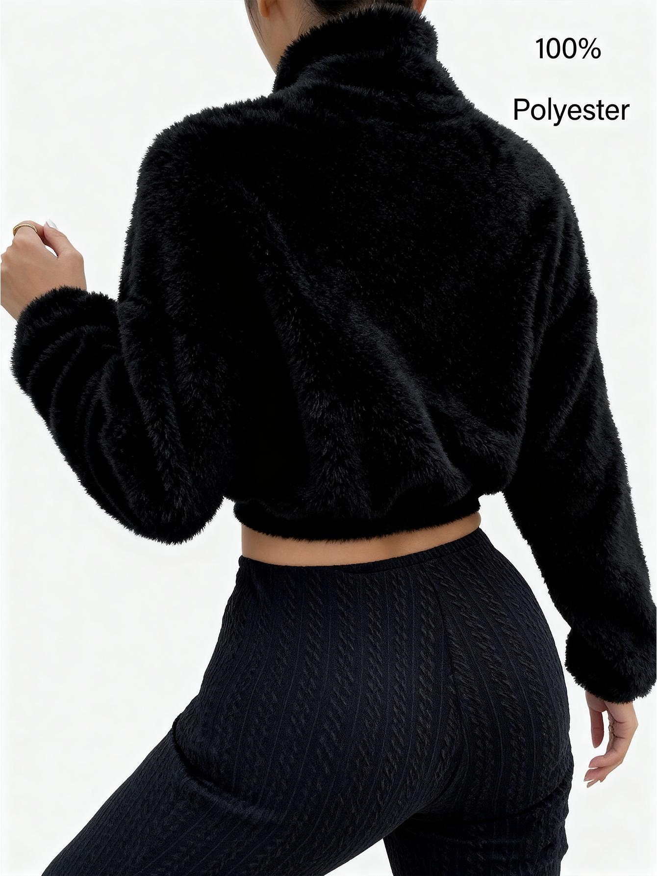 New Spring Women's Jacket, High Neck Zipper Cardigan, Plush Coat