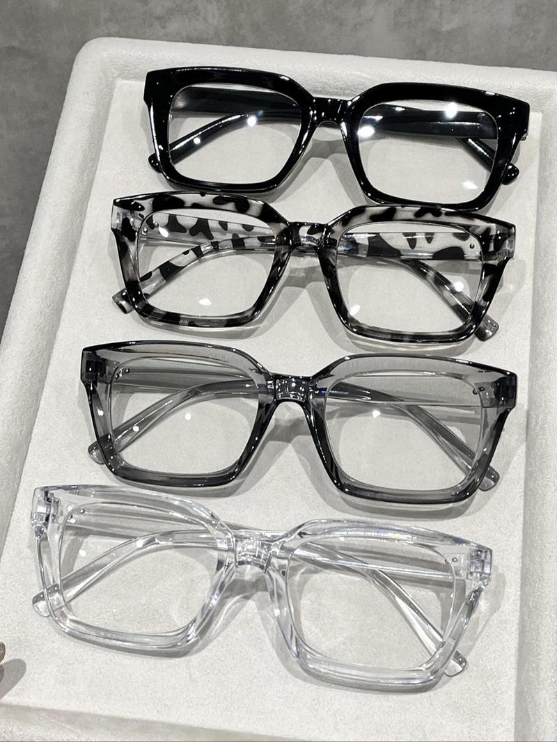 Unisex Fashionable Stylish Square Frames Non-prescription Eyeglasses, Trendy Casual Clear Eyeglasses for Everyday Use, Fashion Accessories for Outdoor Activities