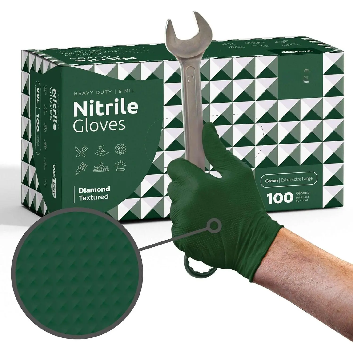 8 Mil  Gloves - Heavy Duty Mechanic Gloves, with  Grip -  and Latex Free Disposable Gloves