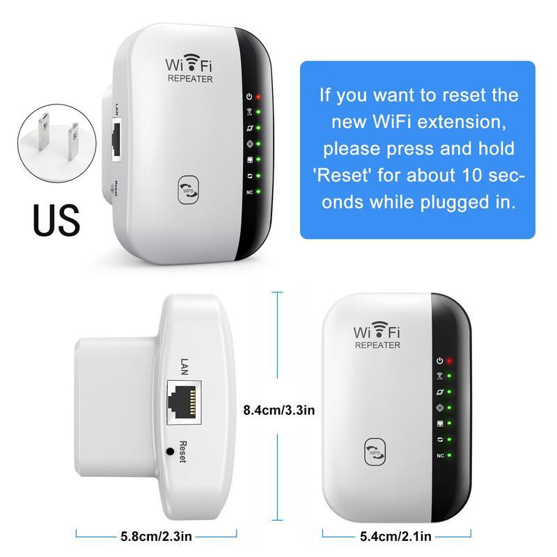 300mbps Wireless Range Extender, Easy Setup Home Office Wi-Fi Booster with 7 LED Lights, Enhance Your Network Signal for Home Office Enhancement